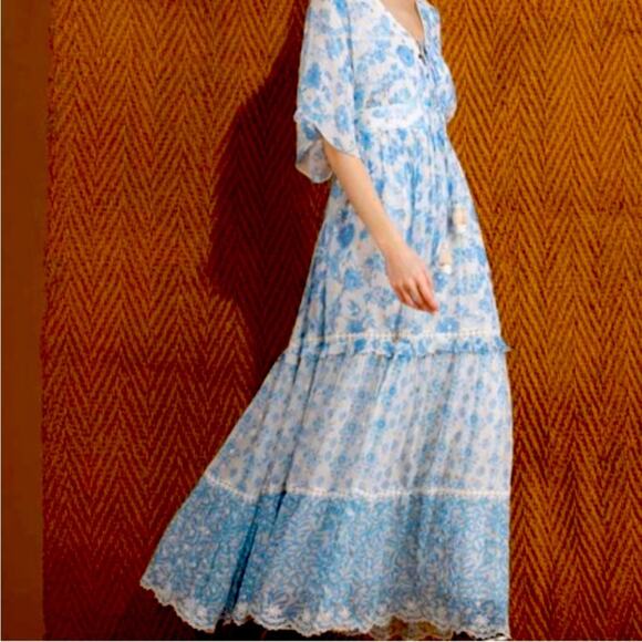 Hemant and Nandita blue gold maxi dress - Picture 1 of 5